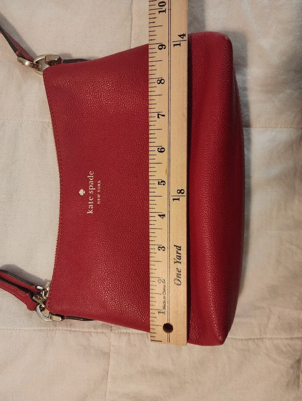 Kate Spade Red Textured Leather Crossbody Bag Gold Hardware Exc Condition